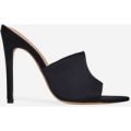 Briana Pointed Peep Toe Mule In Black Lycra, Black