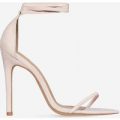 Ralley Lace Up Pointed Barely There Heel In Nude Faux Suede, Nude