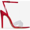 Celia Perspex Pointed Barely There Heel In Red Patent, Red