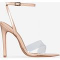 Celia Perspex Pointed Toe Barely There Heel In Nude Patent, Nude