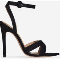 Marnie Pointed Barely There Heel In Black Faux Suede, Black