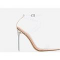 Skin Barely There Perspex Heel In Nude Patent, Nude