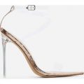 Skin Barely There Perspex Heel In Rose Gold Faux Leather, Rose Gold