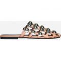 Emma Closed Toe Studded Slider In Blush Faux Leather, Pink