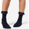 Lace Frill Detail Socks In Navy-6, Blue