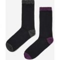 2 Pack Glitter Socks In Black and Purple, Black