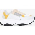 Soleil Chunky Trainer In White And Yellow, White
