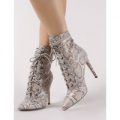 Spectrum Lace Up Ankle Boots in Snake Print, Multi