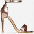 Tia Barely There Heel In Gold Faux Leather, Rose Gold