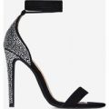 Tamsin Barely There Diamante Heel In Black Faux Suede, Black