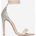 Tamsin Barely There Diamante Heel In Nude Faux Suede, Nude