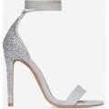Tamsin Barely There Diamante Heel In Grey Faux Suede, Grey