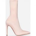 Tegan Pointed Toe Ankle Boot In Pink Lycra, Pink