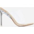 Theory Peep Toe Flat Perspex Heel Mule In Nude Faux Suede, Nude