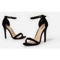 Tia Barely There Heel In Black Faux Suede, Black