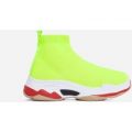 Tidal Chunky Sole Trainer In Neon Yellow Knit, Yellow