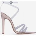 Tiffany Pointed Perspex Barely There Heel In Nude Patent, Nude