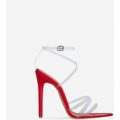 Tiffany Pointed Perspex Barely There Heel In Red Patent, Red