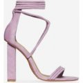 Torie Lace Up Block Heel In Lavender Faux Suede, Purple