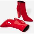 Toro Two Tone Ankle Boot In Red Patent And Faux Suede, Red