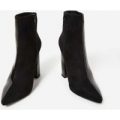 Toro Two Tone Ankle Boot In Black Patent And Faux Suede, Black