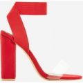 Tory Perspex Detail Block Heel In Red Faux Suede, Red