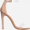 Nyla Perspex Barely There Heel In Mocha Patent, Brown