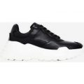 Twinky Chunky Sole Trainer In Black Faux Leather, Black