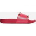 Tyga Studded Detail Slider In Pink Rubber, Pink