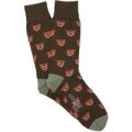 Corgi Angry Bear Pattern Socks – Khaki – Large