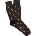 Corgi Fox Pattern Socks – Green/Port – Medium