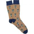 Corgi French Bulldog Pattern Socks – Navy/Beige – Small