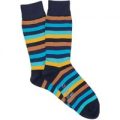 Corgi Seven Colour Stripe Socks – Navy/Rust – Large