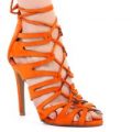 Kendall Orange Lace Up Heels, Faux Suede, Orange