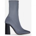 Waverly Wooden Heel Ankle Boot In Grey Lycra, Grey