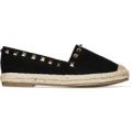 Victory Studded Espadrille In Black Faux Suede, Black