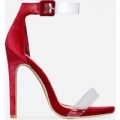 Como Barely There Perspex Heel In Red Velvet, Red