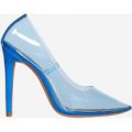 Virginia Perspex Court Heel In Blue Patent, Blue
