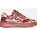 Haze Lace Up Creeper Trainer in Pink Velvet, Pink