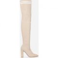 Weaver Striped Over The Knee Long Boot In Nude Knit, Nude