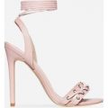 Katy Lace Up Heel In Pink Faux Leather, Pink