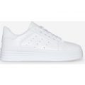 Horton Oversized Trainer With White Heel Tab In White Faux Leather, White