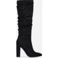 Willow Slouched Ankle Boot In Black Faux Suede, Black