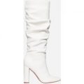 Willow Slouched Ankle Boot In White Faux Leather, White