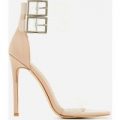 Winnie Double Strap Perspex Barely There Heel In Nude Patent, Nude