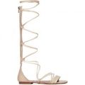 Wren Lace Up Gladiator Sandal In Nude Faux Leather, Nude