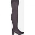 Claudia Over The Knee Long Boot In Grey Faux Suede, Grey