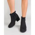 Ora Chunky Chelsea Boots Faux Suede, Black
