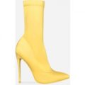 Fiona Pointed Toe Ankle Boot In Yellow Lycra, Yellow