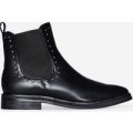 Lexus Studded Detail Chelsea Boot In Black Faux Leather, Black